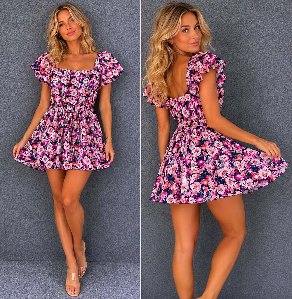 Trixxi Clothing Company Floral Print Flutter Sleeve Mini Dress Size M
Z38JC